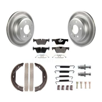 Rear Disc Coated Rotors Semi-Metallic Pads Parking Shoes Hardware Kit For BMW 328i xDrive KGF-103766