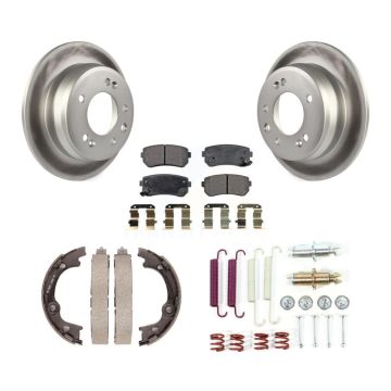 Rear Disc Coated Rotors Semi-Metallic Pads Parking Shoes Hardware Kit For Hyundai Elantra KGF-103871