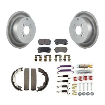 Rear Disc Coated Rotors Semi-Metallic Pads Parking Shoes Hardware Kit For Hyundai Accent KGF-103880