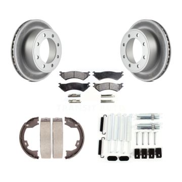 Rear Disc Coated Rotors Semi-Metallic Pads Parking Shoes And Hardware Kit For Ford E-150 KGF-103972