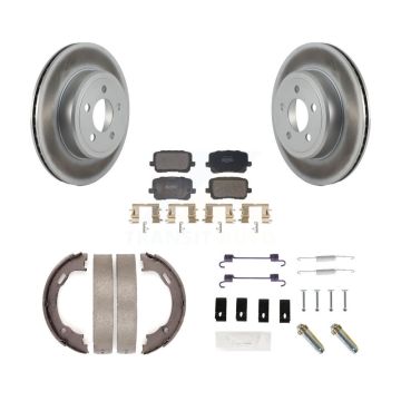 Rear Disc Coated Rotors Semi-Metallic Pads Parking Shoes & Hardware Kit For Dodge Charger KGF-103993