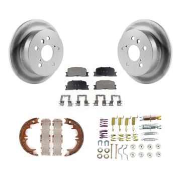 Rear Disc Coated Rotors Semi-Metallic Pads Parking Shoes & Hardware Kit For Toyota Camry KGF-104016