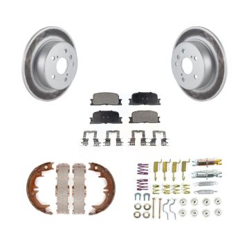 Rear Disc Coated Rotors Semi-Metallic Pads Parking Brake Shoes And Hardware Kit For KGF-104018