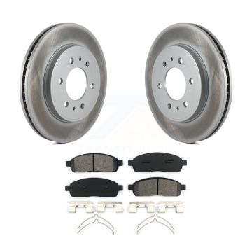 Front Coated Disc Brake Rotor Semi-Metallic Pad Kit For 2009 Ford F-150 With 6 Lug Wheels KGS-100111