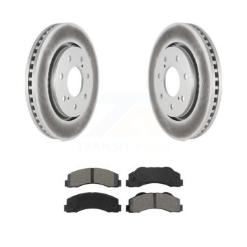 Front Coated Brake Rotor Semi-Metallic Pad Kit For 2010-2014 Ford F-150 With 7 Lug Wheels KGS-100117