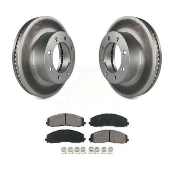 Front Coated Disc Brake Rotor Semi-Metallic Pad Kit For Ford F-350 Super Duty F-250 F-450 KGS-100124