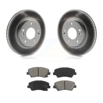 Front Coated Brake Rotors Semi-Metallic Pad Kit For Hyundai Elantra GT Kia Forte Veloster KGS-100451
