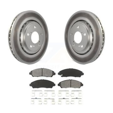 Front Coated Disc Brake Rotor & Semi-Metallic Pad Kit For Honda Pilot Ridgeline Acura MDX KGS-100485