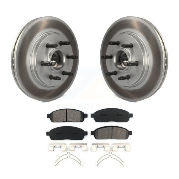 Front Coat Disc Brake Rotors Hub Semi-Metallic Pad Kit For Ford F-150 Lincoln Mark LT RWD KGS-100527