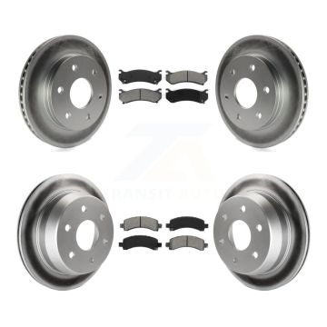 Front Rear Coated Disc Brake Rotor And Semi-Metallic Pad Kit For Chevrolet Avalanche 1500 KGS-100542