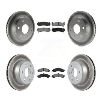 Front Rear Coat Brake Rotor Semi-Metallic Pad Kit For Chevrolet GMC Silverado 1500 Sierra KGS-100544