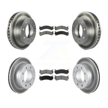 Front Rear Coated Brake Rotor Semi-Metallic Pad Kit For Chevrolet GMC Sierra 2500 HD 3500 KGS-100548
