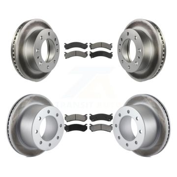Front Rear Coated Disc Brake Rotors And Semi-Metallic Pad Kit For GMC Sierra 3500 Classic KGS-100553