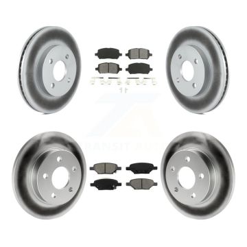 Front Rear Coated Disc Brake Rotors And Semi-Metallic Pads Kit For Pontiac G5 Pursuit KGS-100559
