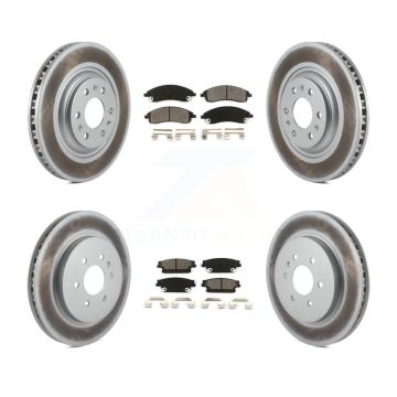 Front Rear Coated Disc Brake Rotors And Semi-Metallic Pads Kit For Cadillac SRX KGS-100567