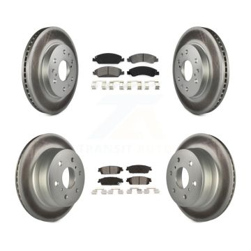 Front Rear Coat Brake Rotor Semi-Metallic Pad Kit For GMC Sierra 1500 Chevrolet Silverado KGS-100573