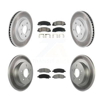 Front Rear Coated Disc Brake Rotors And Semi-Metallic Pads Kit For Buick Lucerne KGS-100582