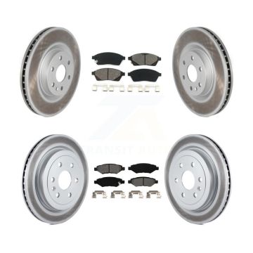 Front Rear Coated Disc Brake Rotors And Semi-Metallic Pads Kit For Cadillac SRX Saab 9-4X KGS-100592