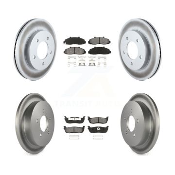 Front Rear Coated Disc Brake Rotors And Semi-Metallic Pad Kit For Ford F-150 Heritage 4WD KGS-100603