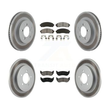Front Rear Coated Brake Rotor Semi-Metallic Pad Kit For Ford Explorer Mercury Mountaineer KGS-100607