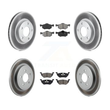 Front Rear Coated Disc Brake Rotor Semi-Metallic Pad Kit For 2005-2006 Mazda Tribute 2.3L KGS-100608