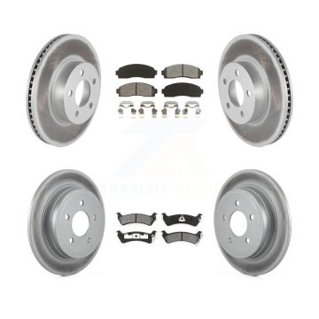 Front Rear Coated Disc Brake Rotor Semi-Metallic Pad Kit For Ford Explorer Sport Trac 4WD KGS-100611
