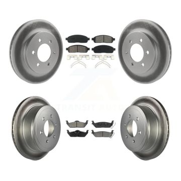 Front Rear Coat Disc Brake Rotor Semi-Metallic Pad Kit For Ford F-150 Lincoln Mark LT 4WD KGS-100617