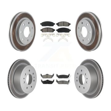 Front Rear Coat Disc Brake Rotor Semi-Metallic Pad Kit For Ford F-150 Lincoln Mark LT 4WD KGS-100618