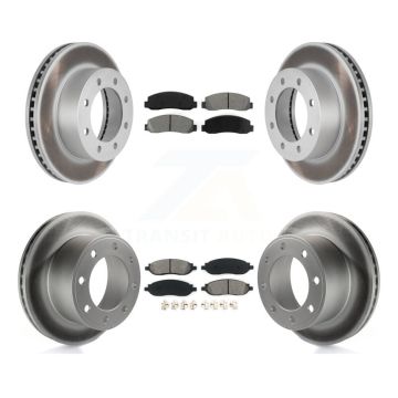 Front Rear Coated Disc Brake Rotors Semi-Metallic Pad Kit For Ford F-350 Super Duty F-250 KGS-100622