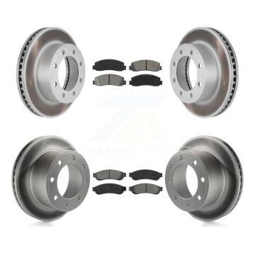 Front Rear Coated Brake Rotor & Semi-Metallic Pad Kit For Ford F-350 Super Duty F-250 4WD KGS-100625