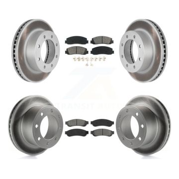 Front Rear Coated Brake Rotor & Semi-Metallic Pad Kit For Ford F-250 Super Duty F-350 4WD KGS-100626