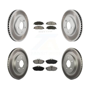 Front Rear Coated Disc Brake Rotors Semi-Metallic Pad Kit For 2005-2010 Ford Mustang Base KGS-100631