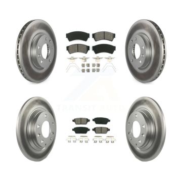Front Rear Coated Brake Rotor & Semi-Metallic Pad Kit For Ford Fusion Mazda 6 Lincoln MKZ KGS-100634