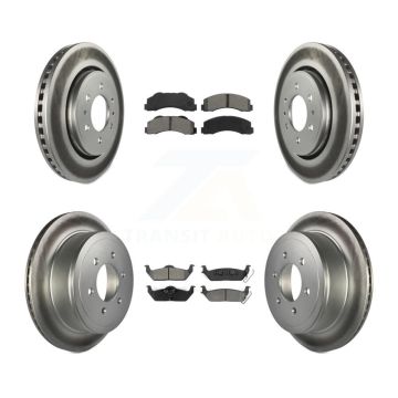 Front Rear Coat Brake Rotors Semi-Metallic Pad Kit For 10-11 Ford F-150 With 6 Lug Wheels KGS-100639