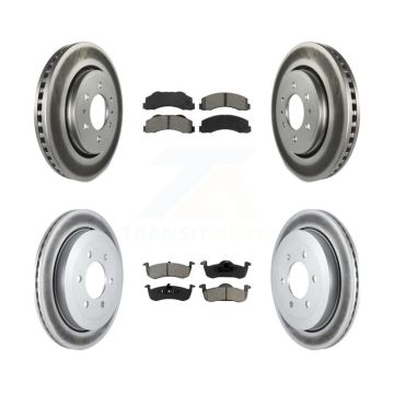Front Rear Coated Brake Rotor Semi-Metallic Pad Kit For Ford Expedition Lincoln Navigator KGS-100640