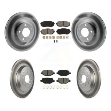 Front Rear Coated Disc Brake Rotors And Semi-Metallic Pads Kit For Ford Edge Lincoln MKX KGS-100643