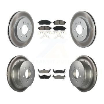 Front Rear Coated Brake Rotor Semi-Metallic Pad Kit For 2009 Ford F-150 With 6 Lug Wheels KGS-100647