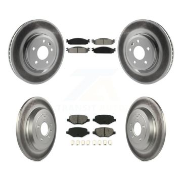 Front Rear Coated Disc Brake Rotors And Semi-Metallic Pads Kit For 2009-2010 Lincoln MKS KGS-100649