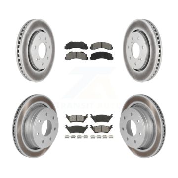 Front Rear Coat Brake Rotors Semi-Metallic Pad Kit For 12-14 Ford F-150 With 7 Lug Wheels KGS-100654