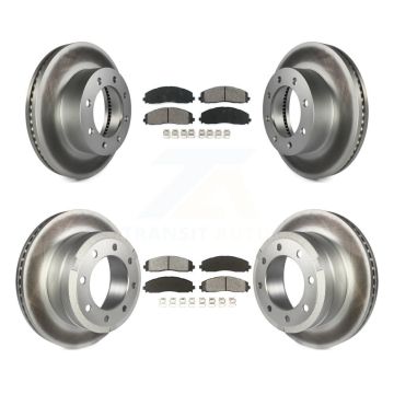 Front Rear Coated Brake Rotor & Semi-Metallic Pad Kit For Ford F-250 Super Duty F-350 4WD KGS-100664
