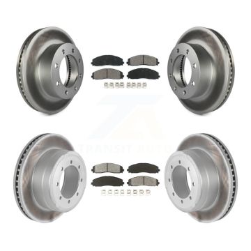 Front Rear Coated Brake Rotor Semi-Metallic Pad Kit For Ford F-350 Super Duty F-250 F-450 KGS-100665