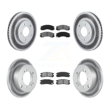 Front Rear Coated Disc Brake Rotor Semi-Metallic Pad Kit For 2000 Mitsubishi Eclipse 3.0L KGS-100673