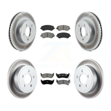 Front Rear Coated Disc Brake Rotors And Semi-Metallic Pads Kit For 2003-2007 Jeep Liberty KGS-100679