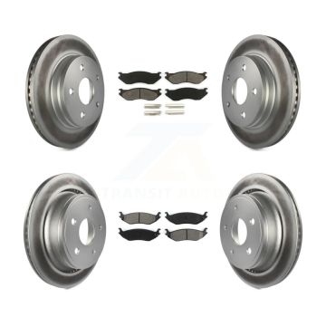 Front Rear Coated Disc Brake Rotors And Semi-Metallic Pads Kit For Dodge Ram 1500 KGS-100685