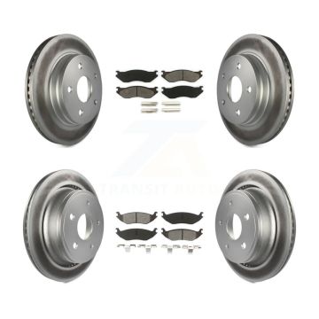 Front Rear Coated Disc Brake Rotors And Semi-Metallic Pads Kit For Dodge Ram 1500 Durango KGS-100686