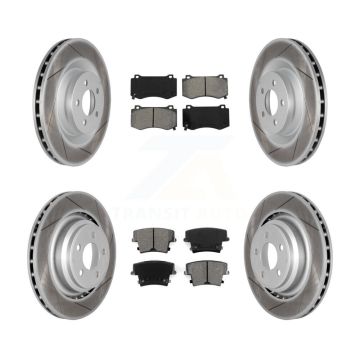 Front Rear Coated Disc Brake Rotors And Semi-Metallic Pads Kit For Dodge Charger KGS-100714