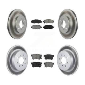 Front Rear Coated Disc Brake Rotors And Semi-Metallic Pads Kit For Honda Civic Acura EL KGS-100724
