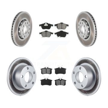 Front Rear Coated Disc Brake Rotor & Semi-Metallic Pad Kit For 1999 Volkswagen Passat FWD KGS-100737