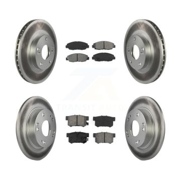 Front Rear Coat Disc Brake Rotors Semi-Metallic Pad Kit For 2014-2015 Honda Civic Touring KGS-100758