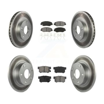 Front Rear Coated Disc Brake Rotors And Semi-Metallic Pads Kit For Honda Accord KGS-100761